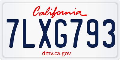 CA license plate 7LXG793