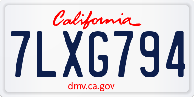 CA license plate 7LXG794