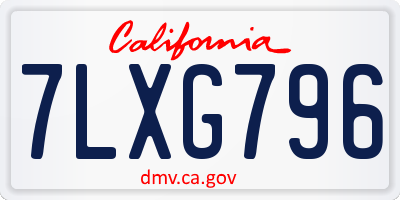 CA license plate 7LXG796