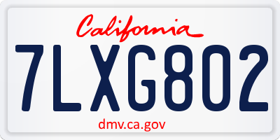 CA license plate 7LXG802