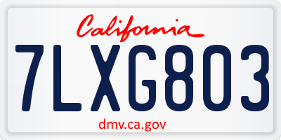 CA license plate 7LXG803
