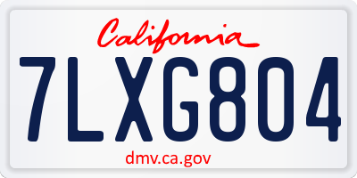 CA license plate 7LXG804