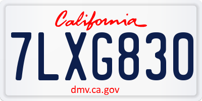 CA license plate 7LXG830