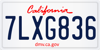 CA license plate 7LXG836