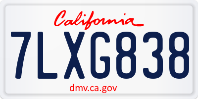 CA license plate 7LXG838