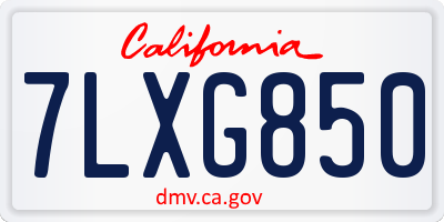 CA license plate 7LXG850
