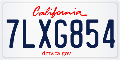 CA license plate 7LXG854