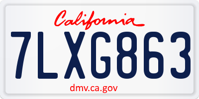 CA license plate 7LXG863