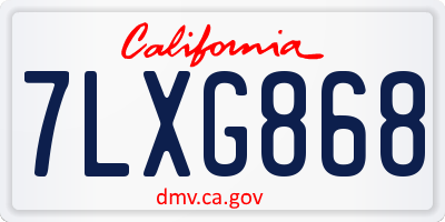 CA license plate 7LXG868