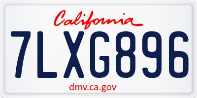 CA license plate 7LXG896