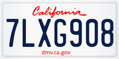 CA license plate 7LXG908