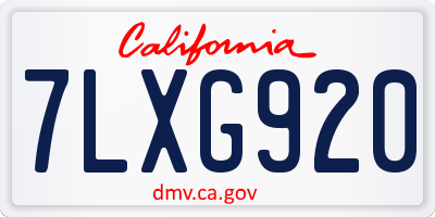 CA license plate 7LXG920