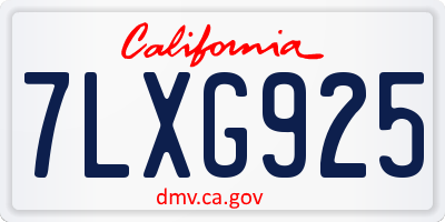 CA license plate 7LXG925