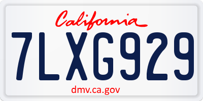 CA license plate 7LXG929