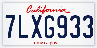 CA license plate 7LXG933