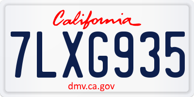 CA license plate 7LXG935