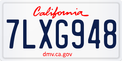 CA license plate 7LXG948