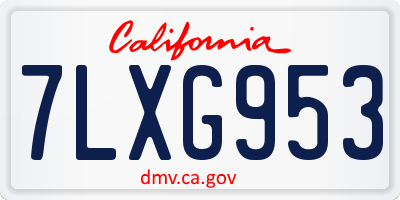 CA license plate 7LXG953