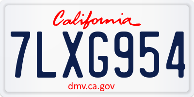 CA license plate 7LXG954