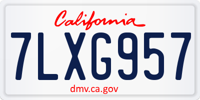 CA license plate 7LXG957