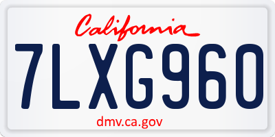 CA license plate 7LXG960