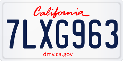 CA license plate 7LXG963