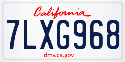 CA license plate 7LXG968