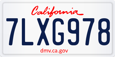 CA license plate 7LXG978