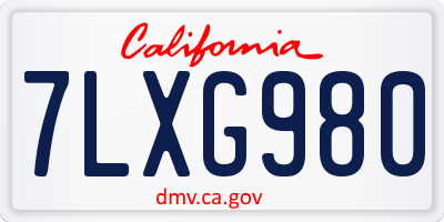 CA license plate 7LXG980