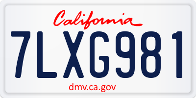CA license plate 7LXG981