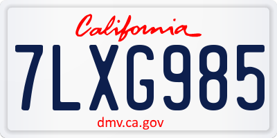 CA license plate 7LXG985