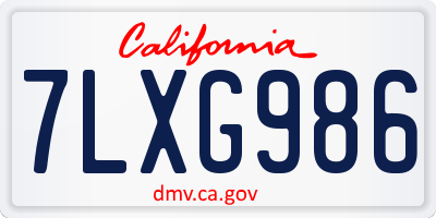 CA license plate 7LXG986