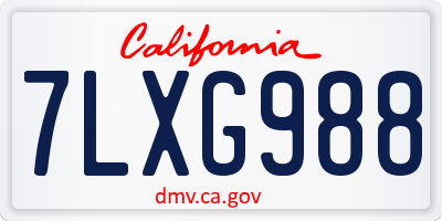 CA license plate 7LXG988