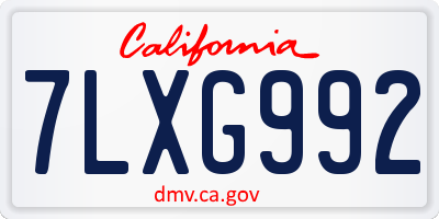 CA license plate 7LXG992