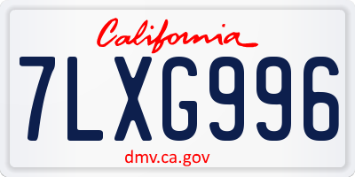 CA license plate 7LXG996