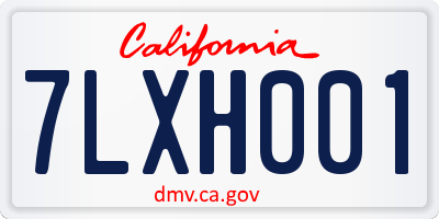 CA license plate 7LXH001