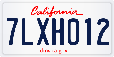 CA license plate 7LXH012