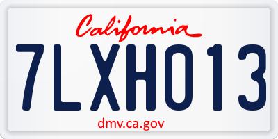 CA license plate 7LXH013