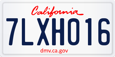 CA license plate 7LXH016