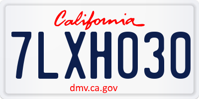CA license plate 7LXH030
