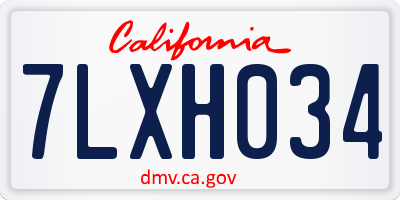 CA license plate 7LXH034