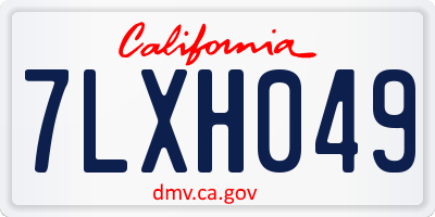 CA license plate 7LXH049