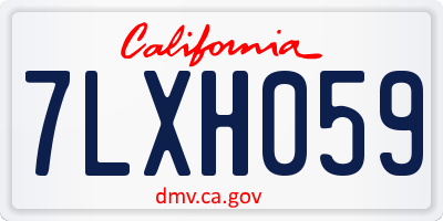 CA license plate 7LXH059