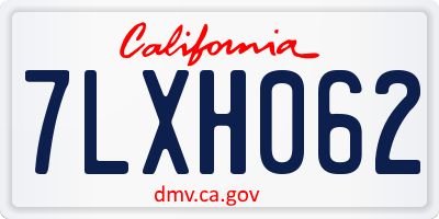 CA license plate 7LXH062