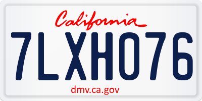 CA license plate 7LXH076