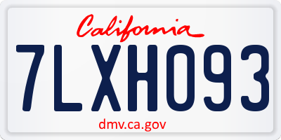 CA license plate 7LXH093