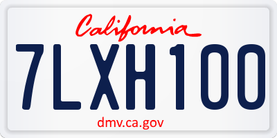 CA license plate 7LXH100