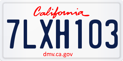 CA license plate 7LXH103