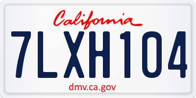 CA license plate 7LXH104