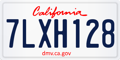 CA license plate 7LXH128